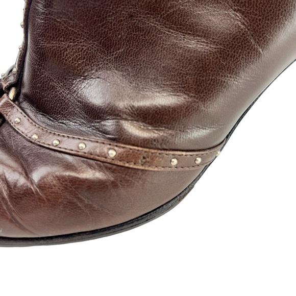 Dior John Galliano Leather Studded Pointed Toe Ankle Boots EU 38 Chocolate Brown - Picture 9 of 11